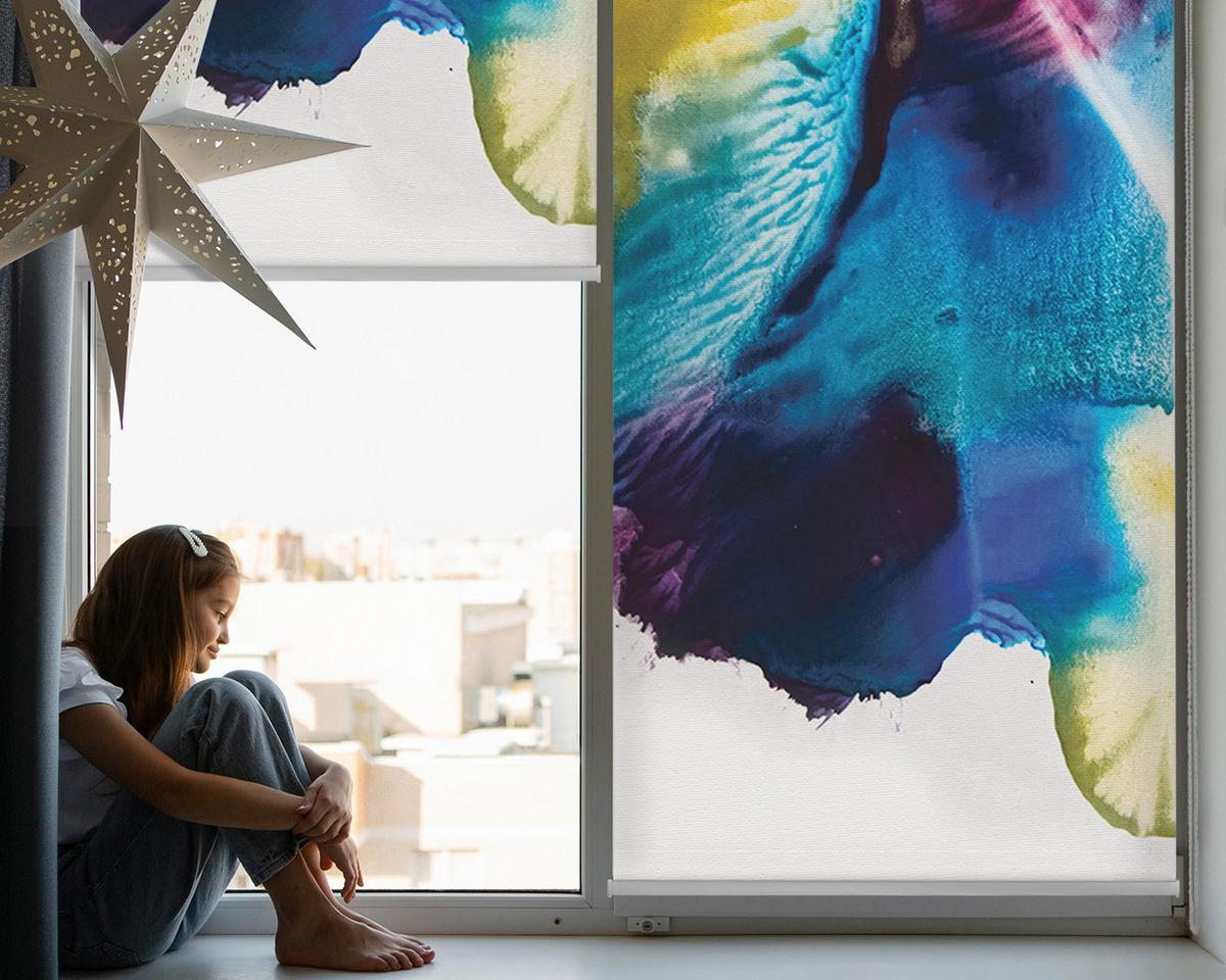 INNENROLLO - Fensterrollo - Rollo - 100x180 cm - Gemaltes Bild - Blau, Kunststoff (100/180/0.5cm) - TULUP
