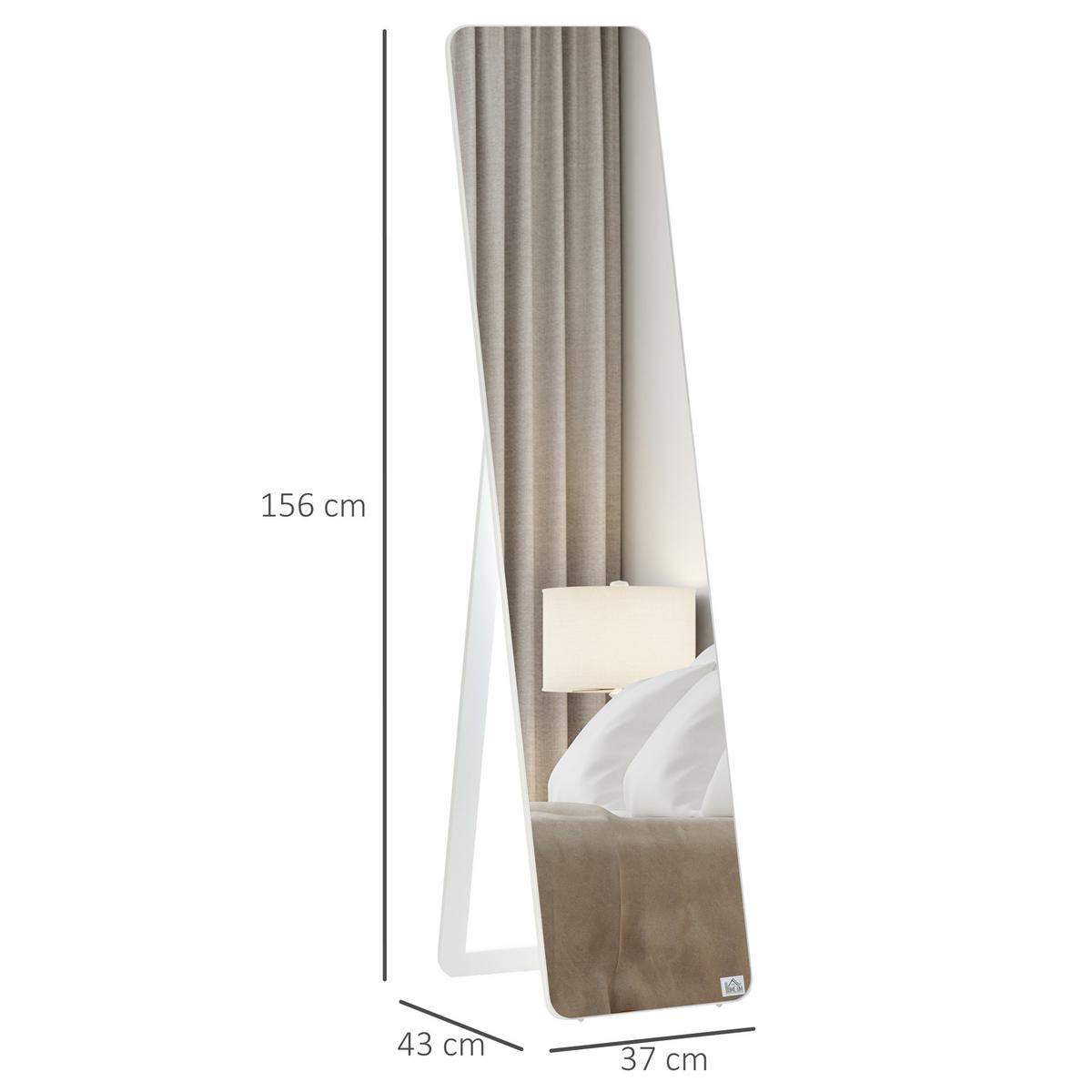 STANDSPIEGEL mit klappbaren Rahmen, stabil, Kiefernholz, MDF, Weiß - Weiß, Glas (43/156/37cm) - HOMCOM