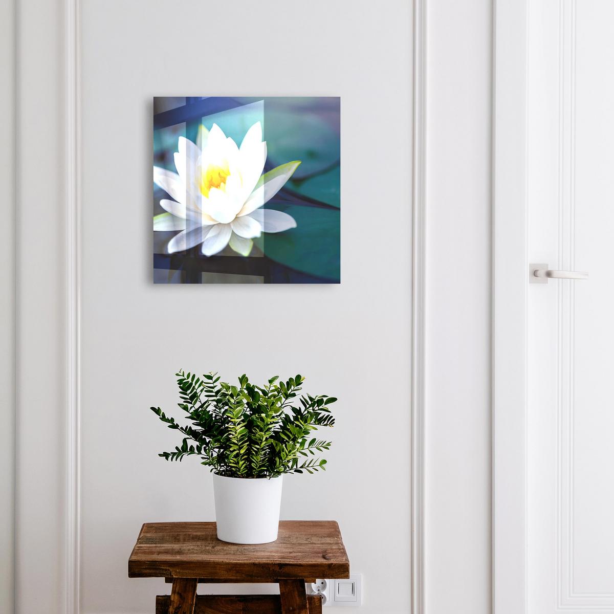 SCHLÜSSELBOX Schwarz 30x30 cm- Türöffnung nach rechts - Seerose - Grün, Metall (30/30/5cm) - TULUP