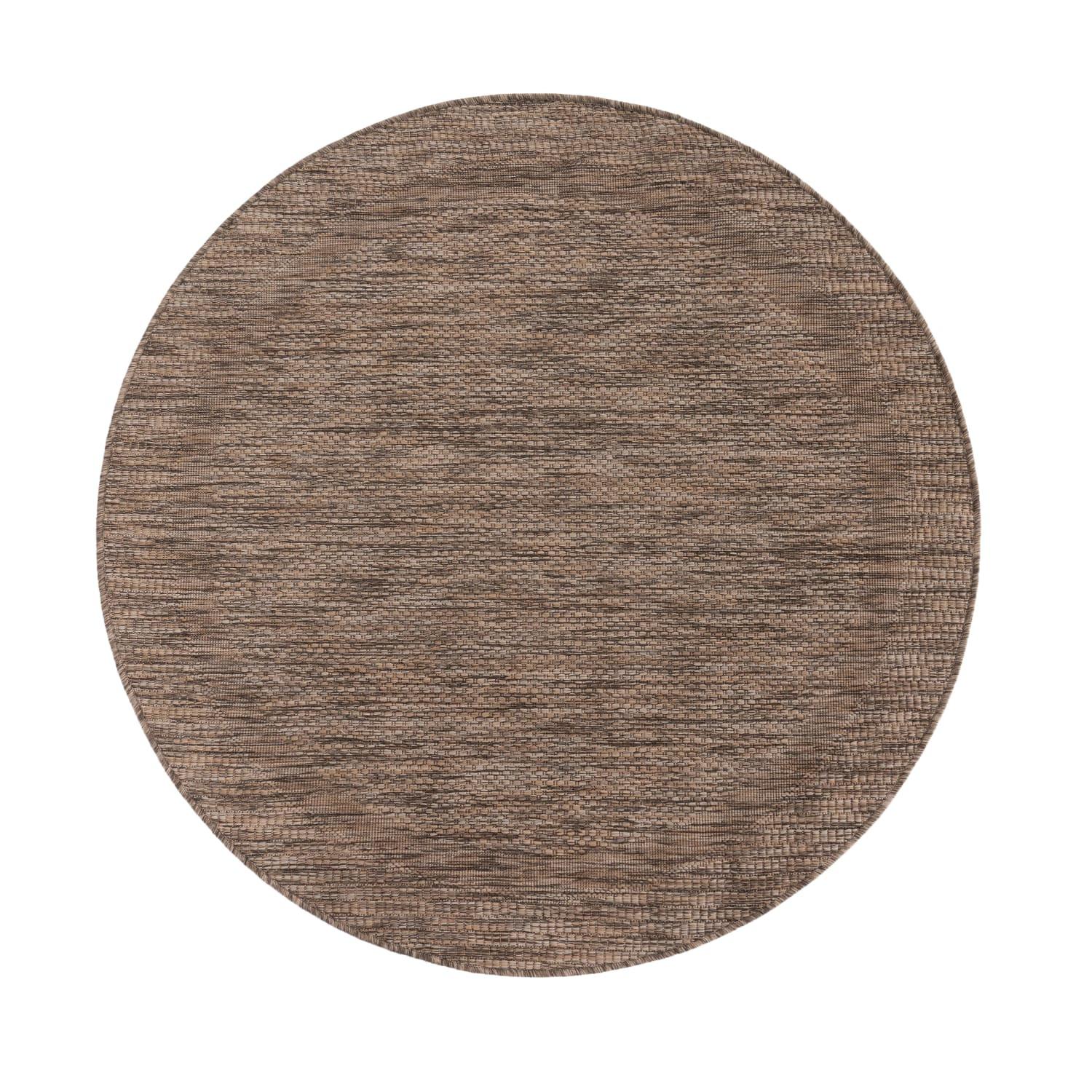 OUTDOORTEPPICH, mit Bordüre, aus Polypropylen, Braun, Ø 120 cm - Braun, Textil (120/120cm) - KADIMA DESIGN