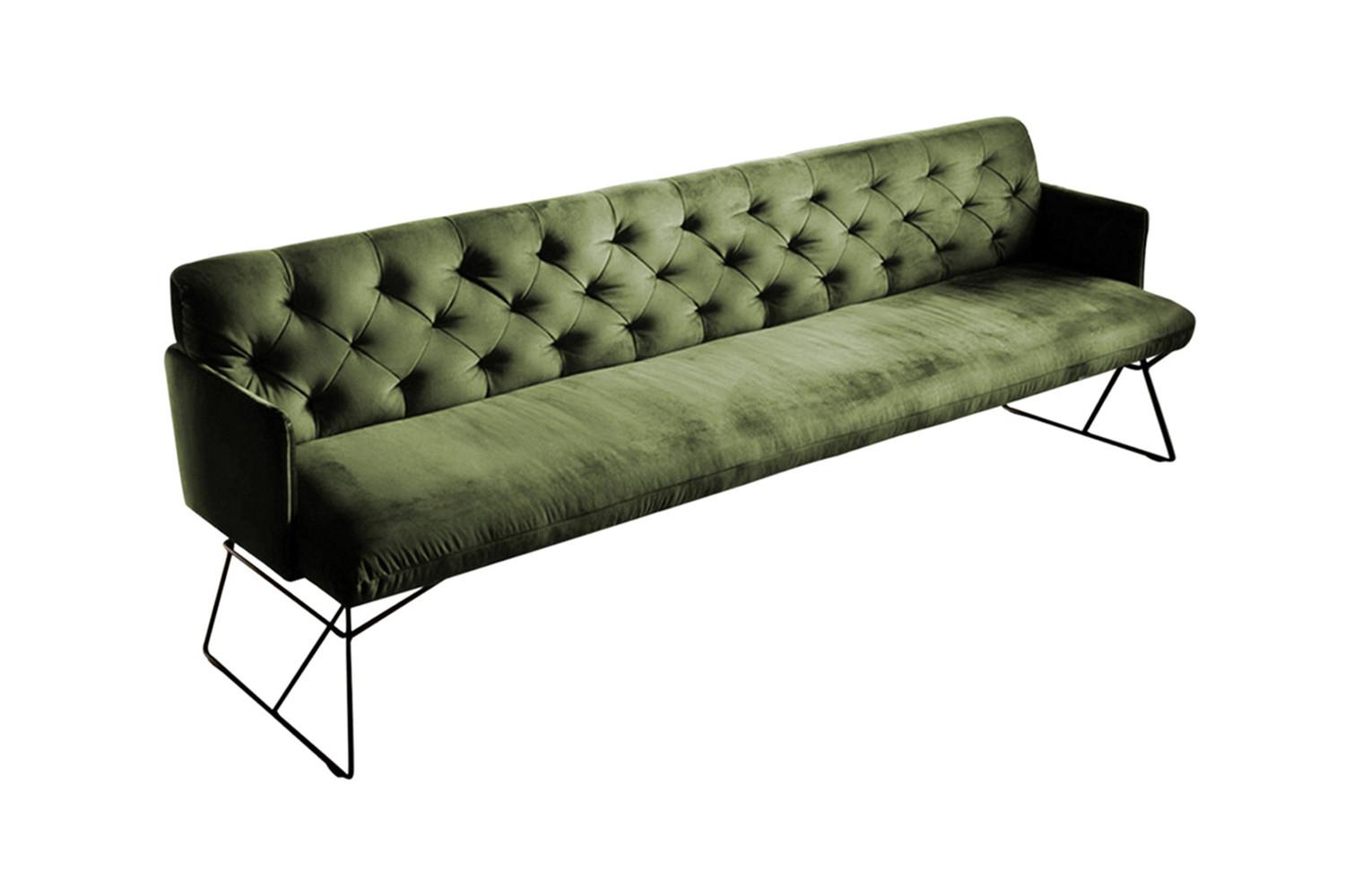 ESSZIMMERBANK CHARME Grün Velvet - Olivgrün/Grün, Textil (246/85/68cm) - KAWOLA
