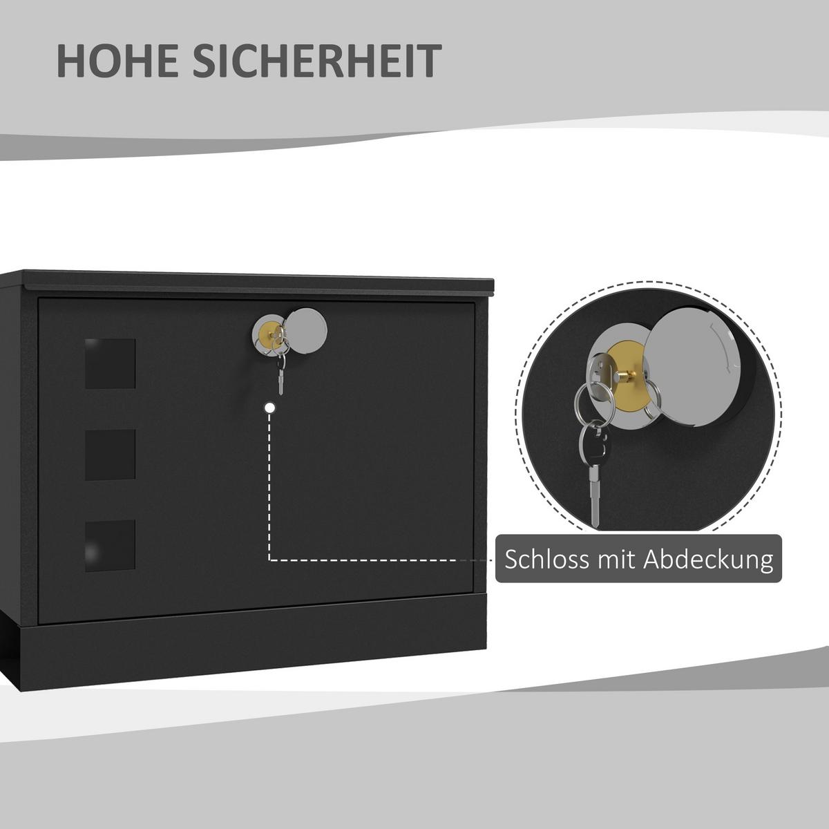 BRIEFKASTEN Metall Schwarz - Schwarz, Metall (11.5/29/36.5cm) - HOMCOM
