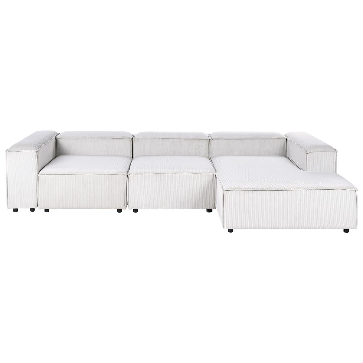 ECKSOFA Modul 4-Sitzer linksseitig Cremeweiß Cord Ardal - Creme/Schwarz, Textil (326/180cm) - Beliani