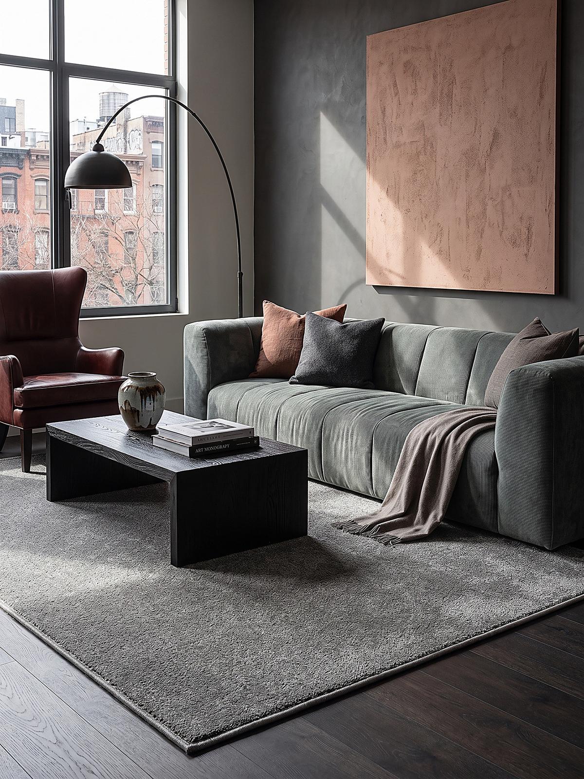 TEPPICH Hochflor BORMIDA Uni Polypropylen Anthrazit 200 x 290 cm - Anthrazit, Textil (200/290cm) - KADIMA DESIGN