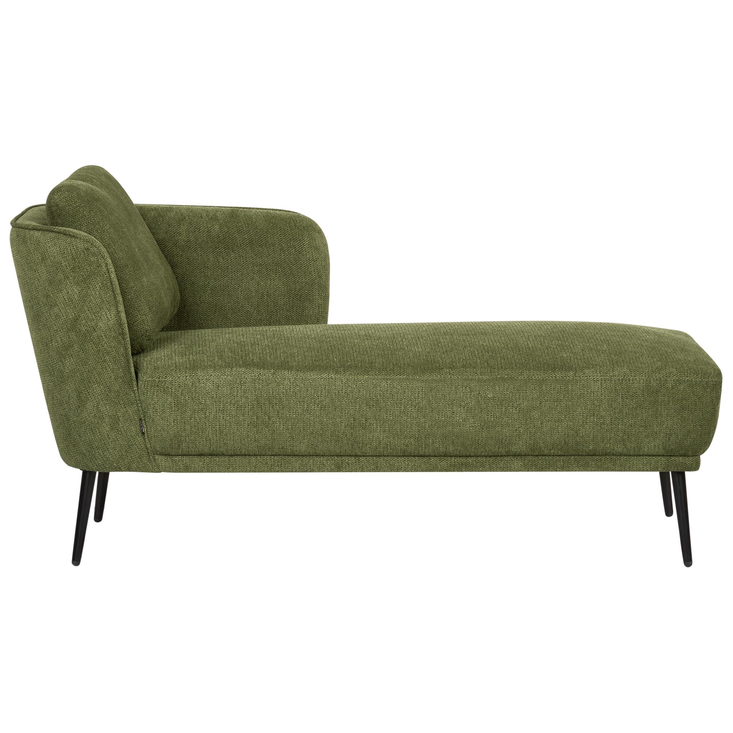 CHAISELONGUE-LINKSSEITIGE Stoff Dunkelgrün Artheze - Dunkelgrün/Schwarz, Textil (148/70/64cm) - Beliani