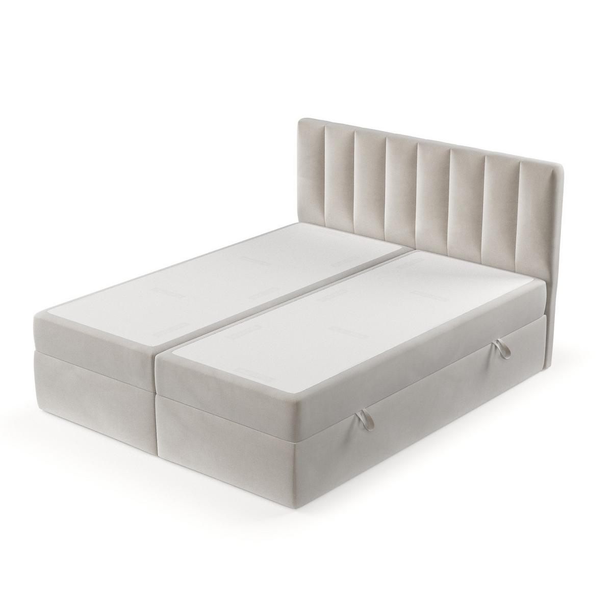 BOXBETT Bari 140/200 cm Hellbeige im Paros Stoff - Beige, Holz/Holzwerkstoff (140/200cm) - AltaBeds