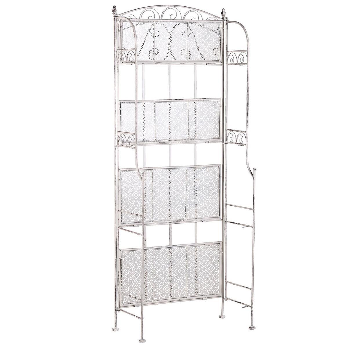 GARTENREGAL weiß Metall 4 Ablageflächen klappbar Padua - Weiß, Metall (61/156/32cm) - Beliani