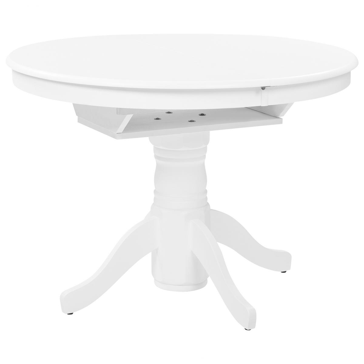 ESSTISCH ausziehbar Weiß 106-150/106 cm Akron - Weiß, Holzwerkstoff (106/106/74cm) - Beliani