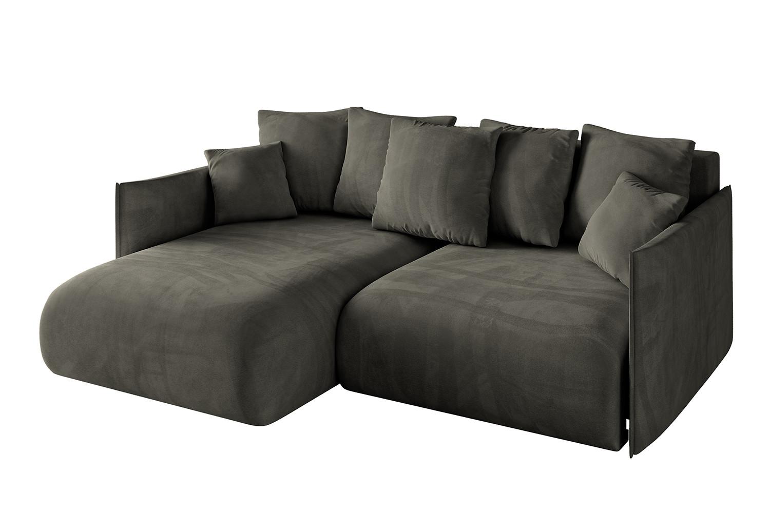 ECKSOFA Ottomane links ONESK-L 216x177x72 Schwarz Velours - Schwarz, Holzwerkstoff/Kunststoff (216/177cm) - ALTDECOR