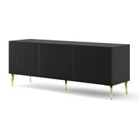 TV LOWBOARD Schwarz, Schwarz, Gold 150/56/42 - Goldfarben/Schwarz, Holzwerkstoff (150/56/42cm) - RAUMHIRSCH FURNITURE