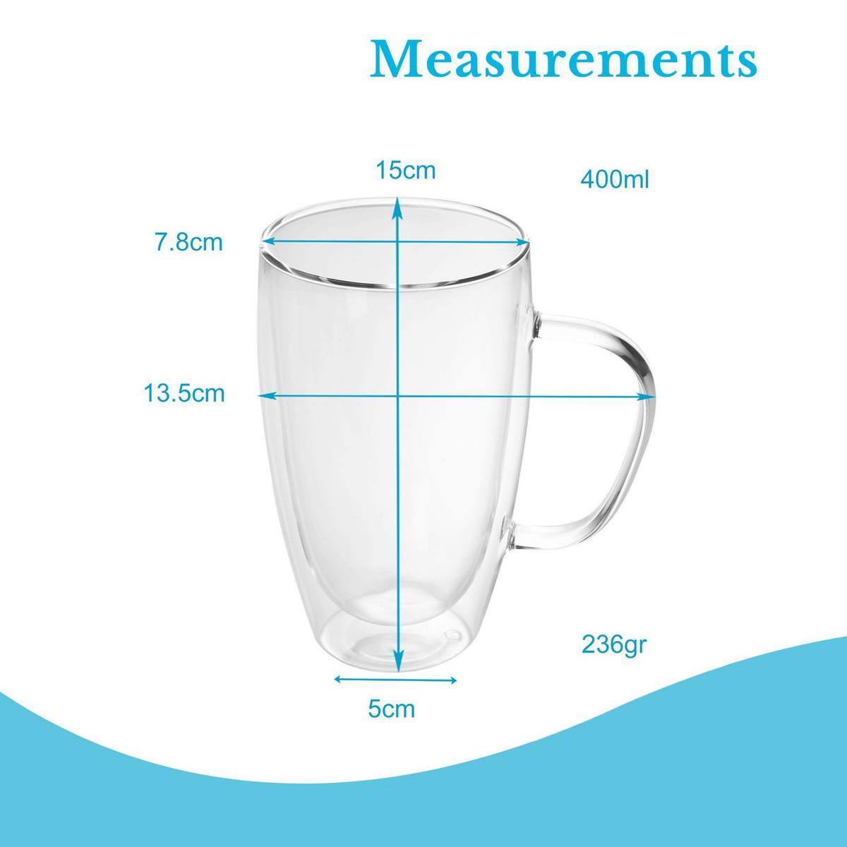 KAFFEEGLAS 400 ml (4er-Set) - Transparent, Glas - Intirilife