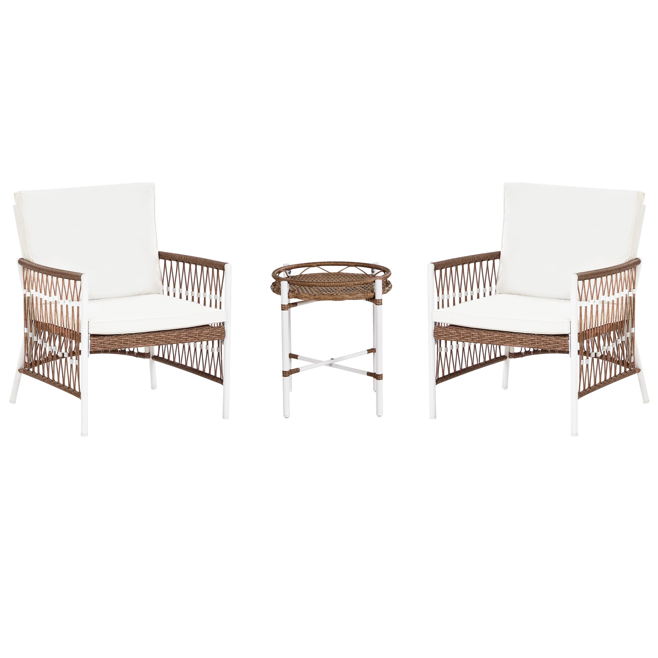 BISTRO-SET 2-Sitzer Weiß Levico - Weiß/Braun, Metall - Beliani