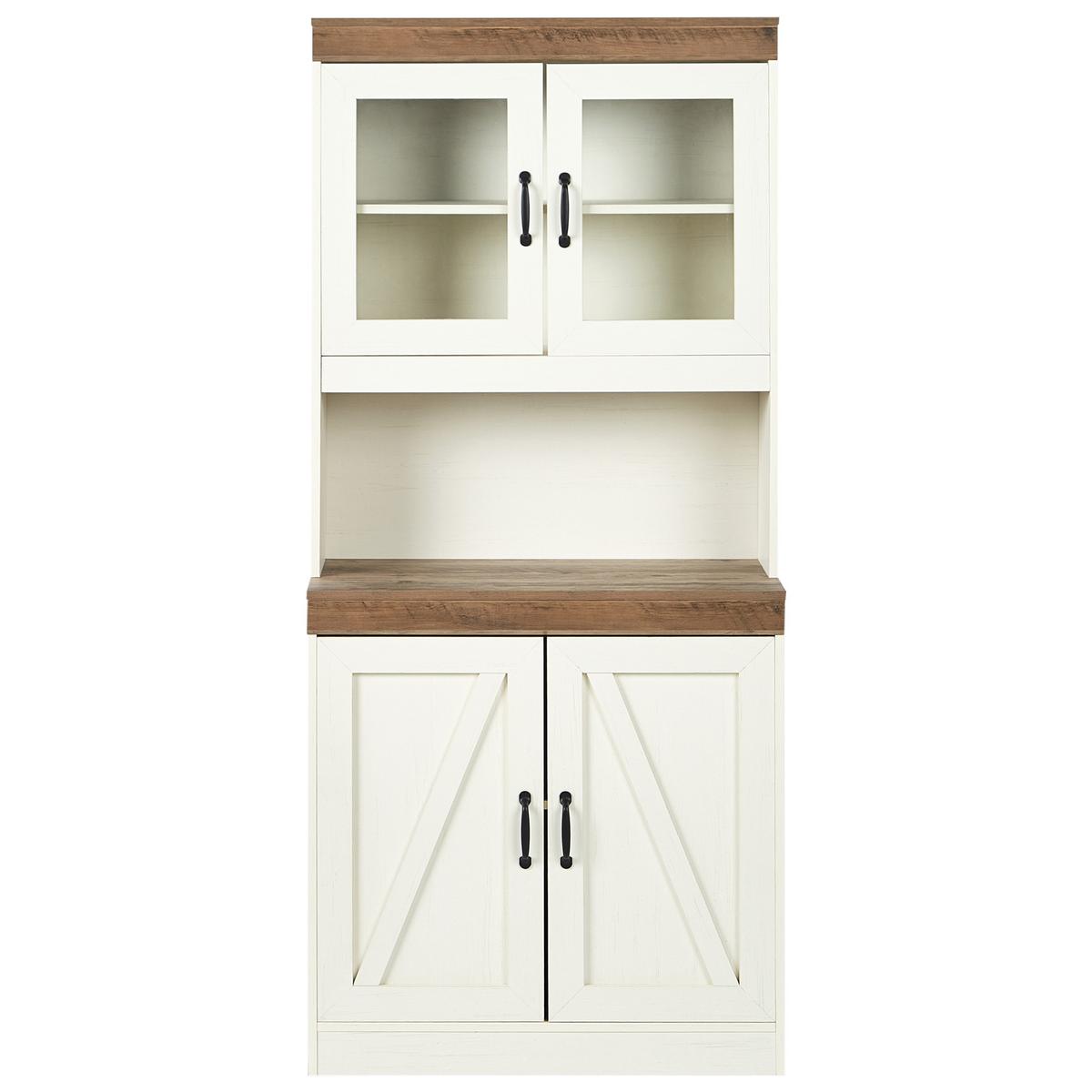 VITRINE mit Glastüren 80 cm Braun/Weiß Kalbarri - Messingfarben/Weiß, Holzwerkstoff (80/178/39cm) - Beliani