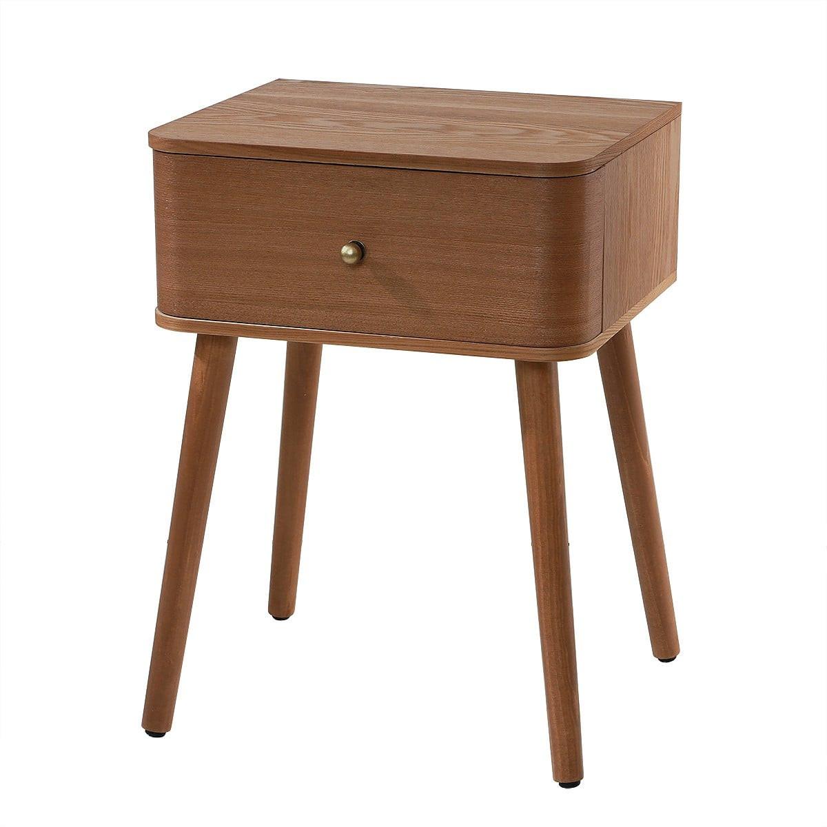NACHTTISCH 1 Schublade mit abgerundeten Fronten B42 cm - KARL - Eschefarben, Holzwerkstoff (35/58/43.5cm) - Calicosy