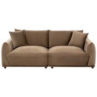 3-SITZER-SOFA Samtstoff Braun Jubek - Braun, Textil (214/81/104cm) - Beliani