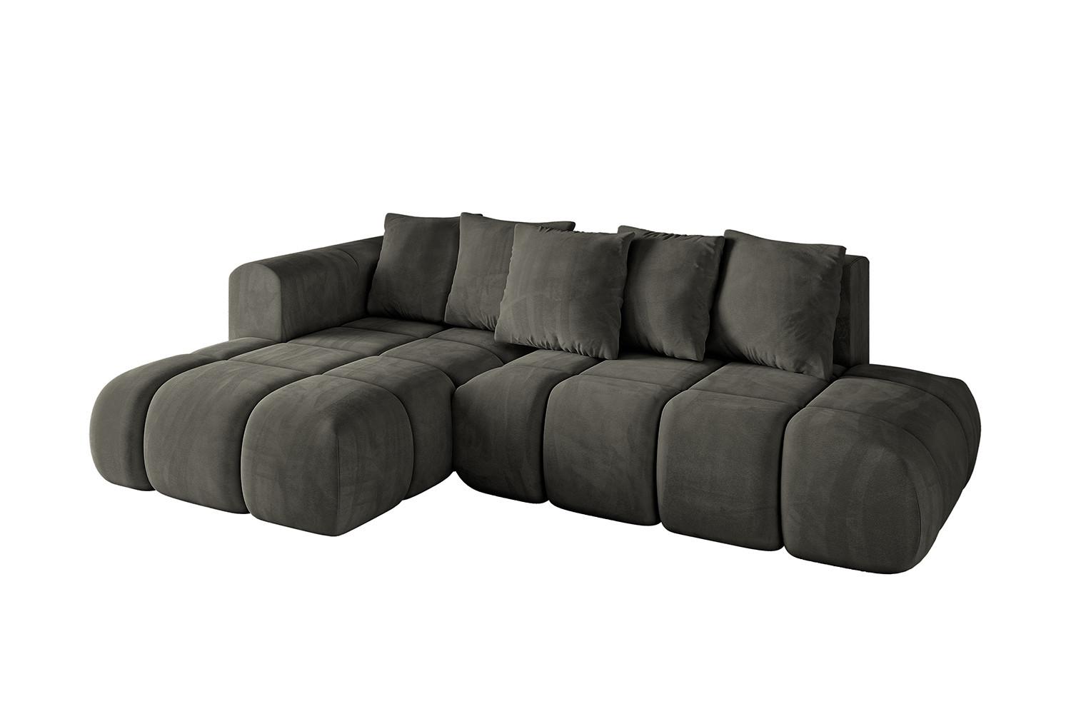 ECKSOFA Ottomane Links CLOUD-L-v1 280x185x90 Schwarz Velours - Schwarz, Holzwerkstoff/Kunststoff (180/289cm) - ALTDECOR