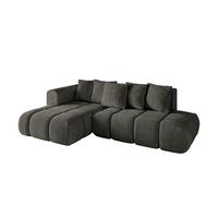 ECKSOFA Ottomane Links CLOUD-L-v1 280x185x90 Schwarz Velours - Schwarz, Holzwerkstoff/Kunststoff (180/289cm) - ALTDECOR