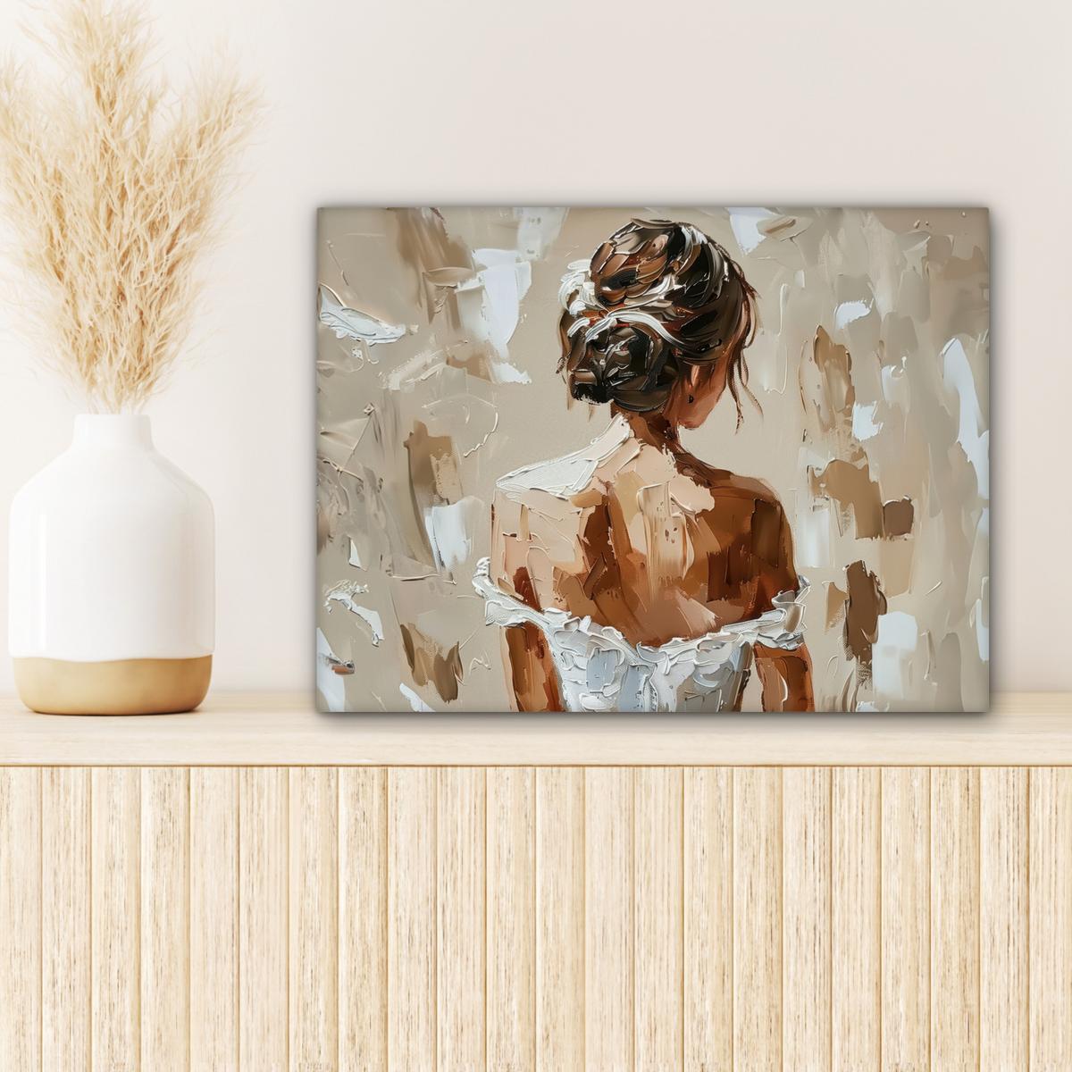 LEINWANDBILD Frau - Farbe - Abstrakt - Beige - Modern Wandbild 40x30 cm - Sandfarben, Textil (40/30cm) - MuchoWow