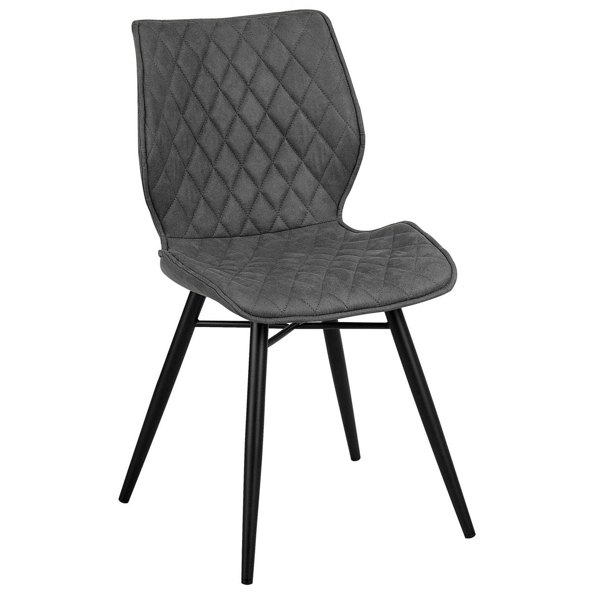 ESSZIMMERSTUHL 2er-Set Polsterbezug Grau Lisle - Grau, Textil/Metall (44/86/56cm) - Beliani