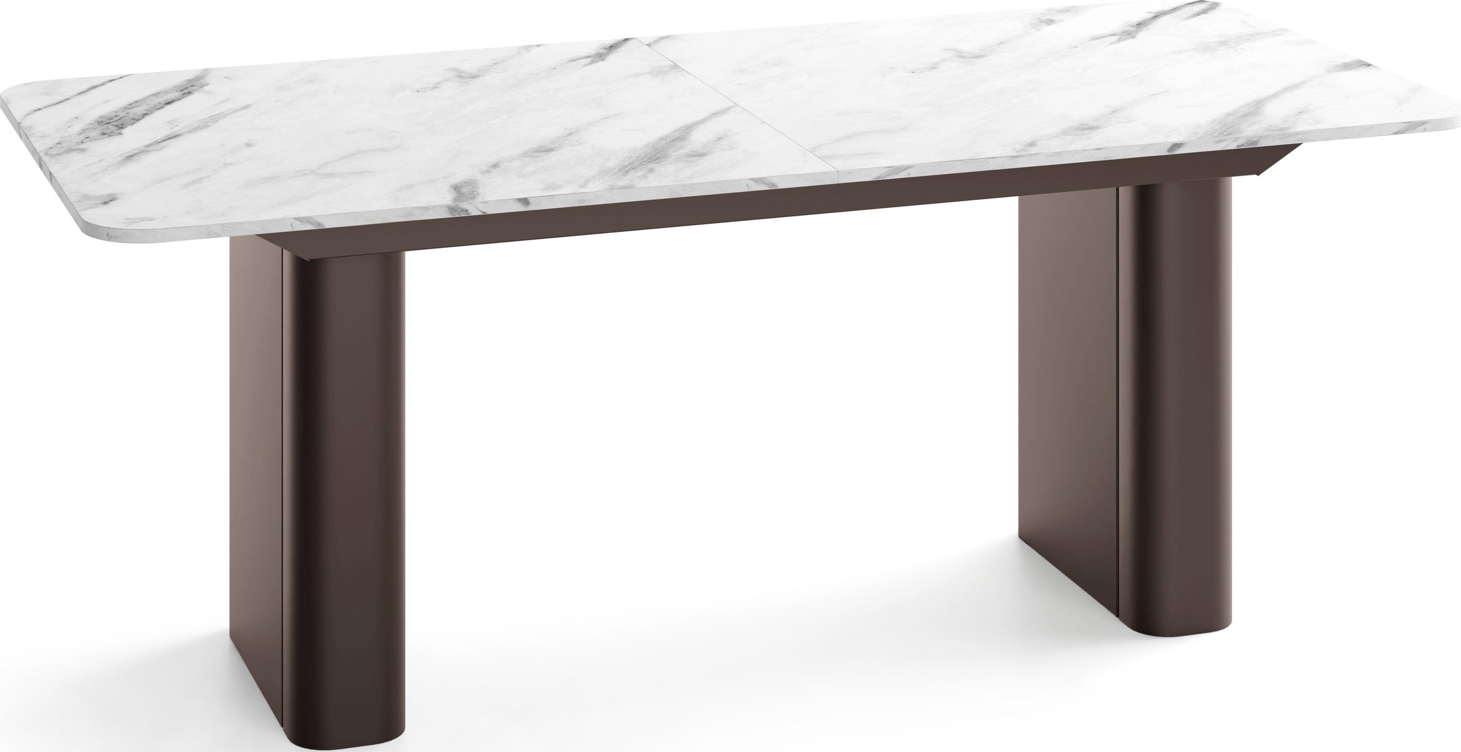 ESSTISCH Riven rechteckig ausziehbar verlängerbar mit Butterfly-Auszug, Marmor Weiß 200-296/90/76 cm - Ecru/Braun, Holzwerkstoff/Metall (90/296/76cm) - WFL GROUP