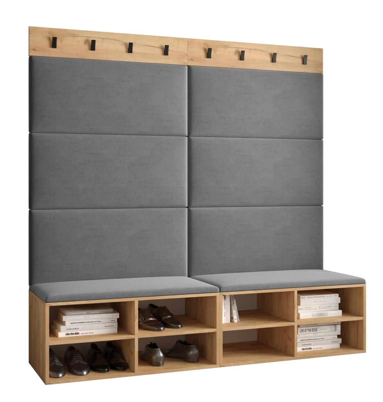 GARDEROBEN-SET 168/184/42 - Eichefarben/Schwarz, Holz/Kunststoff (168/184/42cm) - MÖBEL KRYSPOL