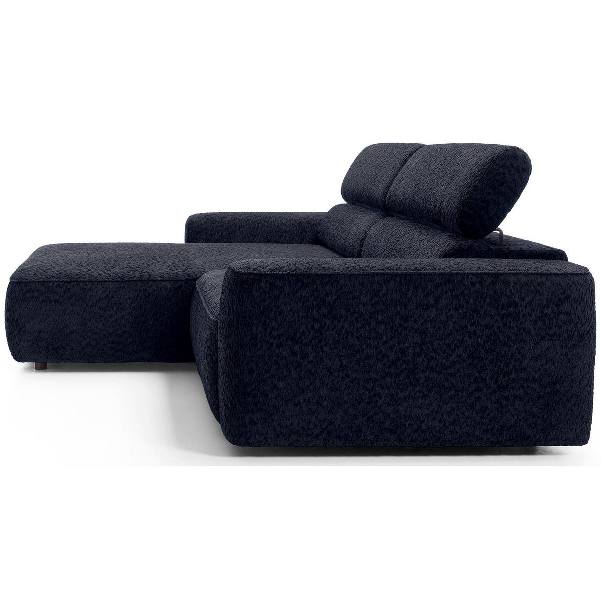 ECKSOFA Fando Navyblau Chenille - Schwarz/Dunkelblau, Kunststoff/Textil (252/182cm) - Selsey