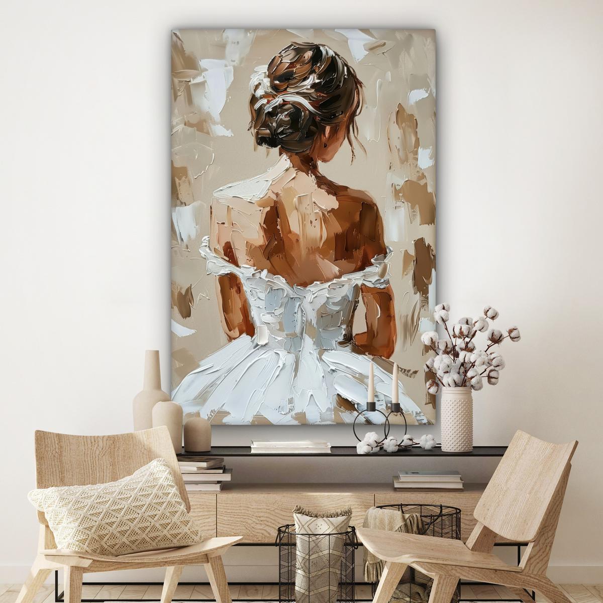 LEINWANDBILD Frau - Farbe - Abstrakt - Beige - Modern Deko Groß 90x140 cm - Sandfarben, Textil (90/140cm) - MuchoWow