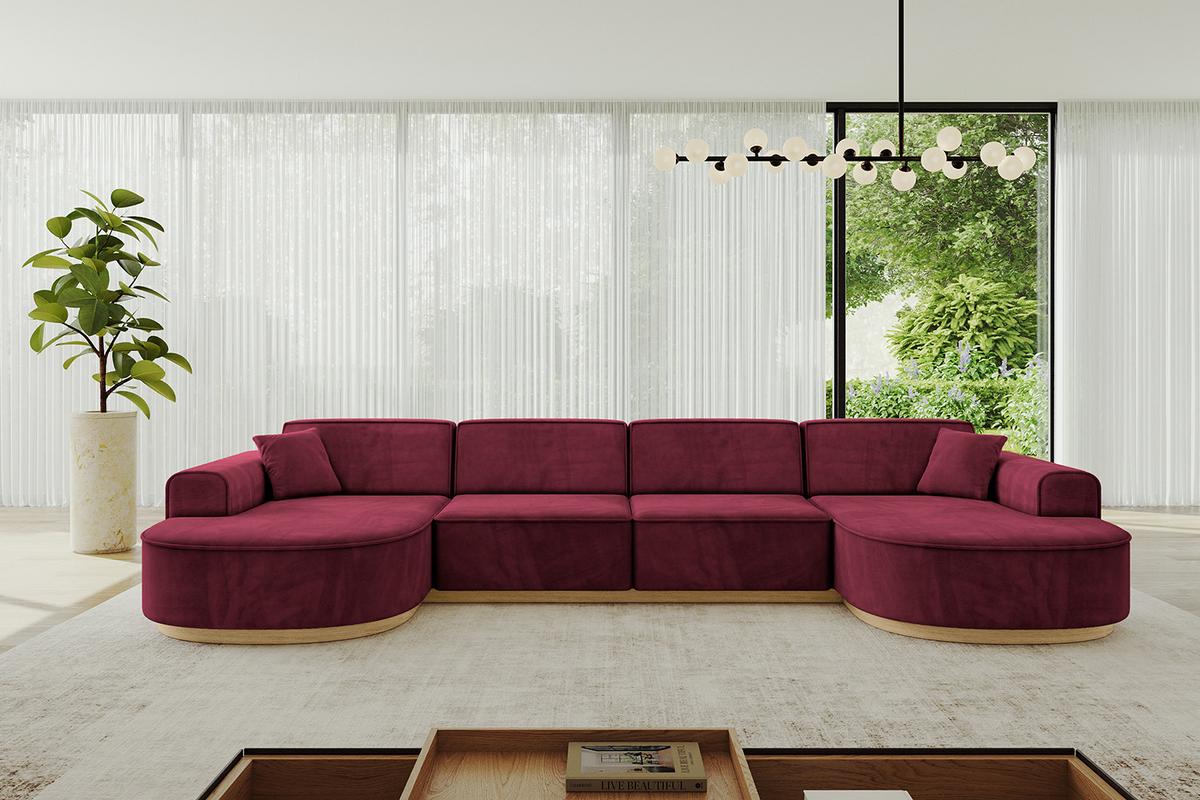 WOHNLANDSCHAFT MARI-U2-v2 - 388x171x83 cm Bordeaux Velours - Bordeaux, Holzwerkstoff/Textil (388/83/171cm) - ALTDECOR