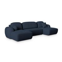 WOHNLANDSCHAFT SAVONA N Blau Boucle-Stoff mit Schlaffunktion - Blau/Schwarz, Holz/Kunststoff (320/90/148cm) - MASSENO