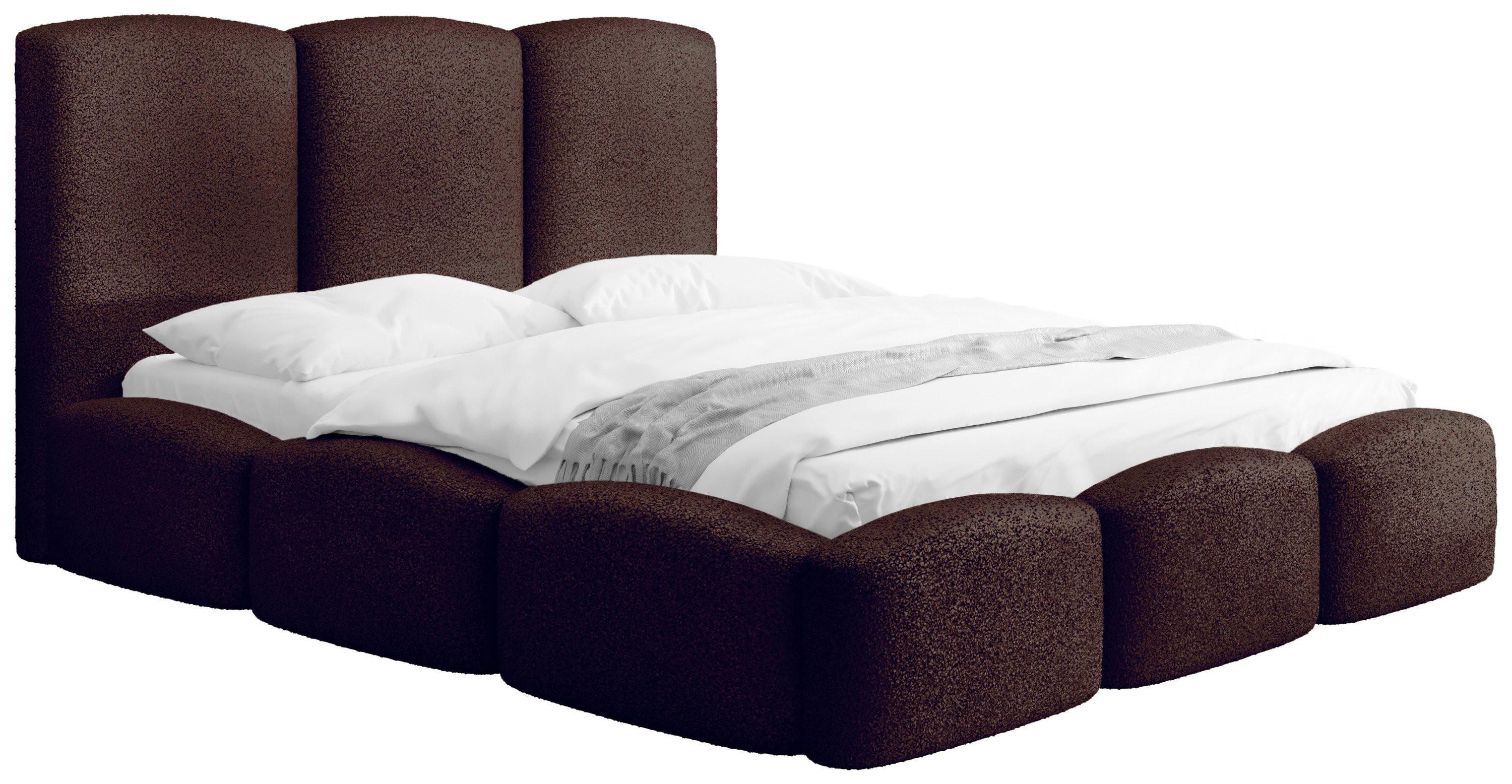 POLSTERBETT Harmony mit Bettkasten, Dunkelbraun Boucle 120x200 cm - Birkefarben/Dunkelbraun, Holzwerkstoff/Kunststoff (120/200cm) - WFL GROUP