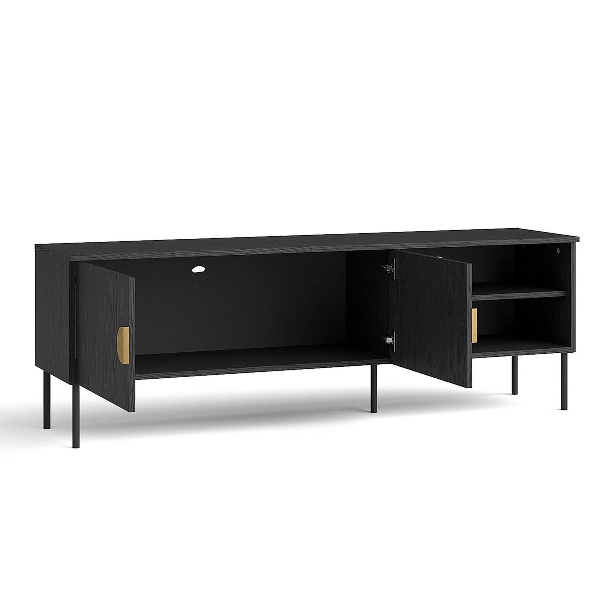 LOWBOARD Brunelli 2T Dunkelgrau 160/54/40 cm – mit offener Ablage - Dunkelgrau/Schwarz, Holzwerkstoff/Metall (160/54/40cm) - AX Living