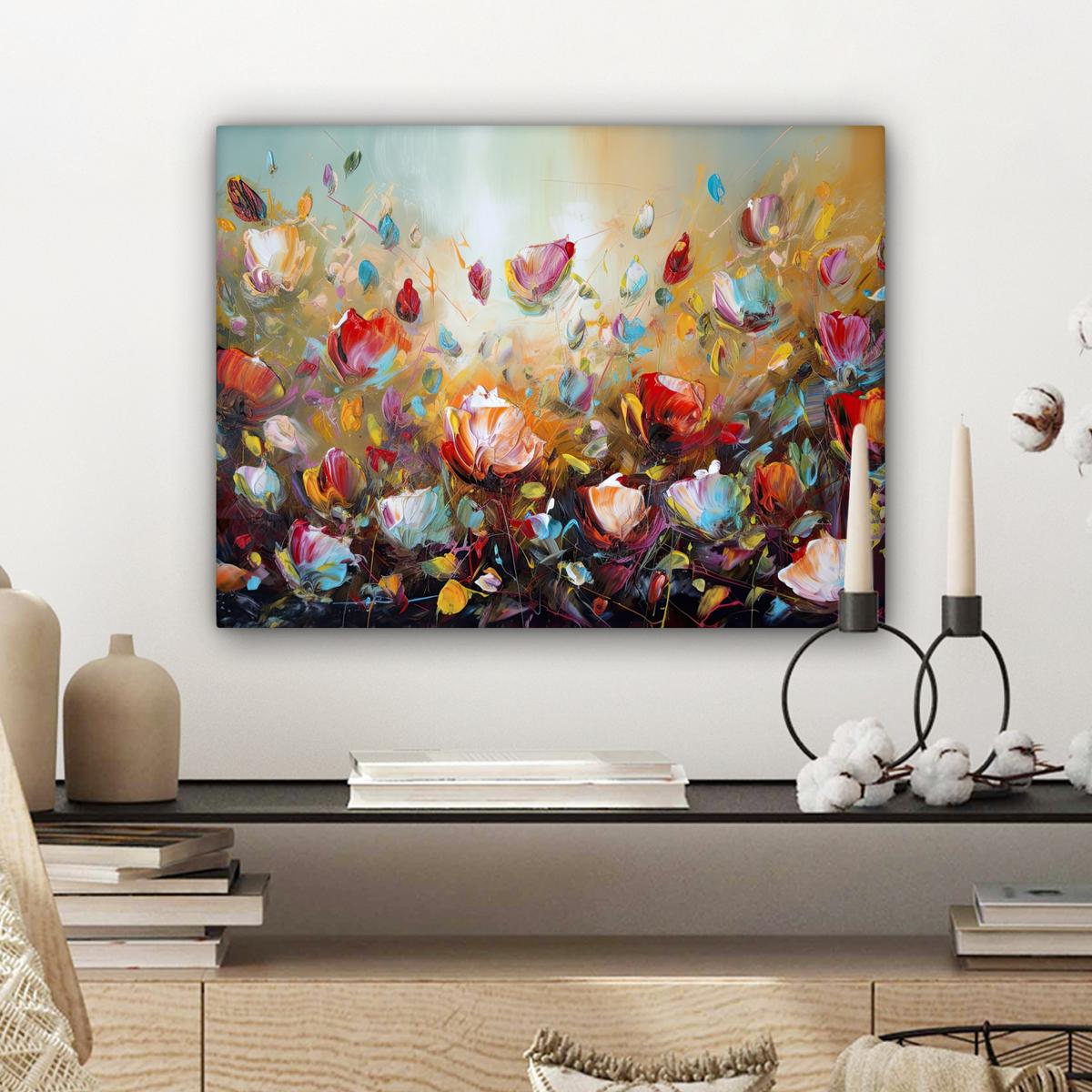 LEINWANDBILD Blumen - Kunst - Natur - Ölgemälde Wandbild 40x30 cm - Multicolor, Textil (40/30cm) - MuchoWow
