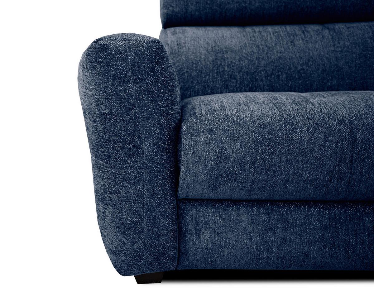 SOFA CALVERA 3-Sitzer mit 1 Relaxfunktion, dunkelblau - Dunkelblau, Holzwerkstoff/Textil (204/79/106cm) - Wozimo