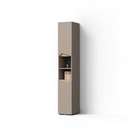 BADSCHRANK Timavo Greige 30 x 180 cm mit Türen, und offenen Fächern - Greige, Holzwerkstoff (30/180/35cm) - Livinity®