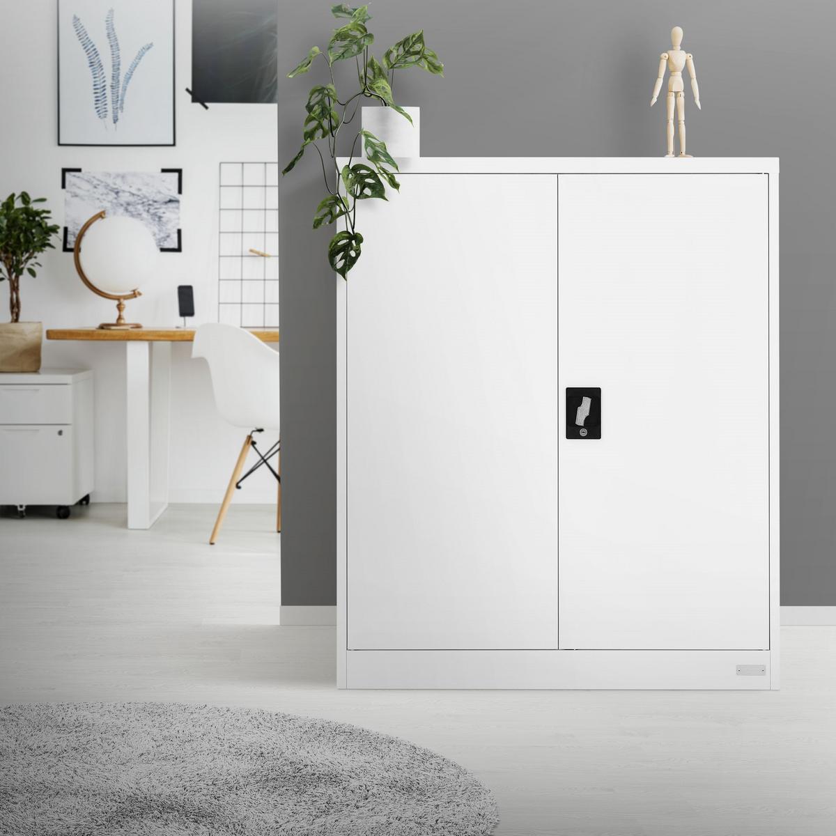 AKTENSCHRANK 90x40x109 cm Weiß aus Stahl - Weiß, Metall (40/109/90cm) - ML-DESIGN
