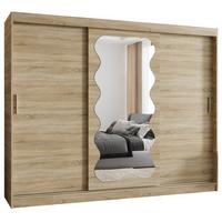 SCHIEBETÜRENSCHRANK mit Spiegel SPOTI 200/250/62 3-türig - Silberfarben/Sonoma Eiche, Holz (250/200/62cm) - MÖBEL KRYSPOL