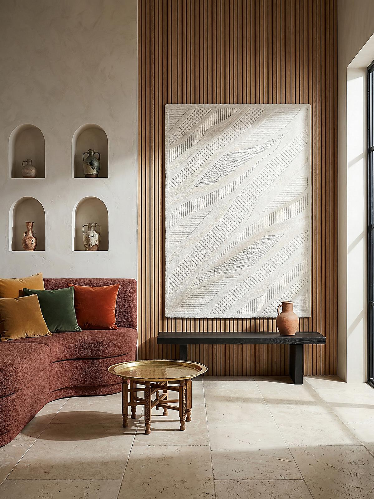 TEPPICH aus Wolle CARVE in Weiß, abstrakt, Florhöhe 14 mm, 200 x 300 cm - Beige, Textil (300/200cm) - KADIMA DESIGN