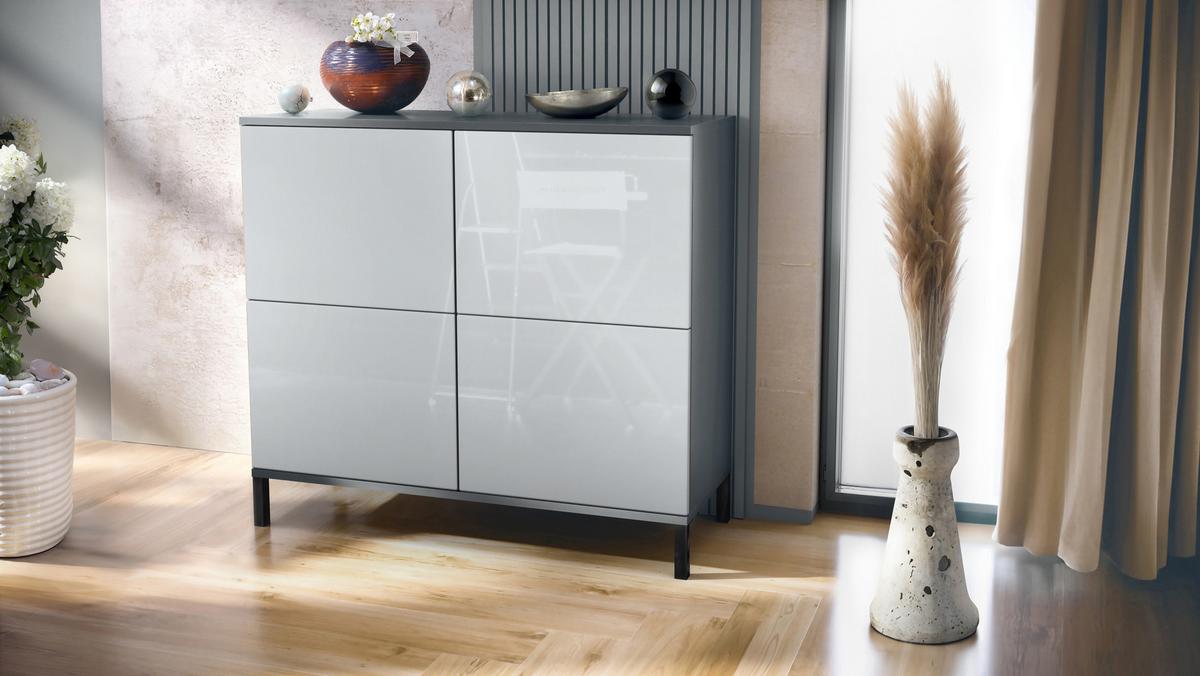 KOMMODE Rova Weiß Hochglanz - Weiß Hochglanz, Holzwerkstoff (92.5/83.5/35cm) - Vladon