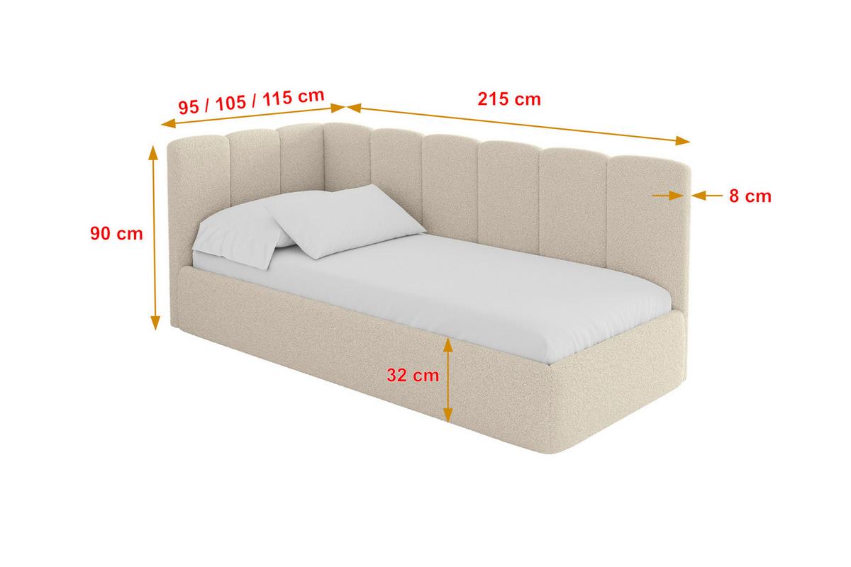 EINZELLBETT Jugendbett mit Bettkasten, Rechts - DEXY 90x200 Dunkelbeige - Taupe, Holzwerkstoff/Textil (90/200cm) - ALTDECOR