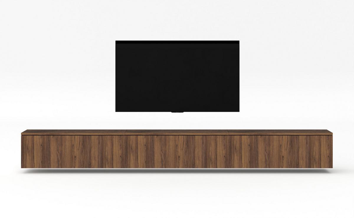 LOWBOARD Loriano 3x100 Nussbaum Warmia 300/34/32 cm – Hängendes TV Board - Nussbaumfarben, Holzwerkstoff (300/34/32cm) - AX Living