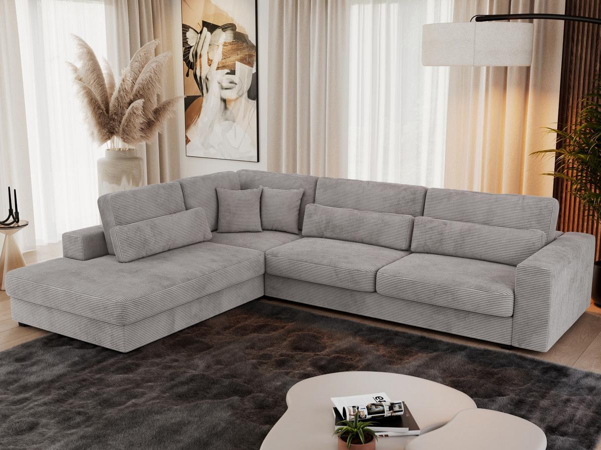 ECKSOFA Savona Grau Cord - links - Schwarz/Grau, Kunststoff/Textil (316/249cm) - MKS