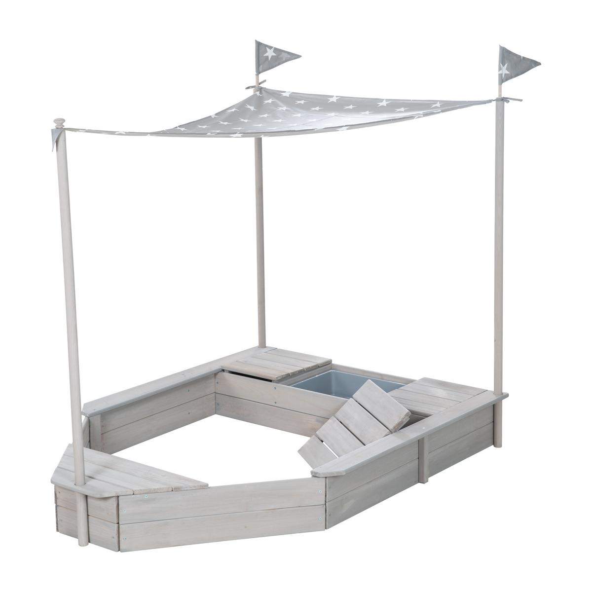 SANDKASTEN BOOT Sandkasten Boot grau - Grau, Holz (154/65/109cm) - Roba