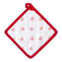 TOPFLAPPEN Herzen 20/20 cm, Baumwolle wattiert - Rot, Textil (20/20cm) - Homescapes