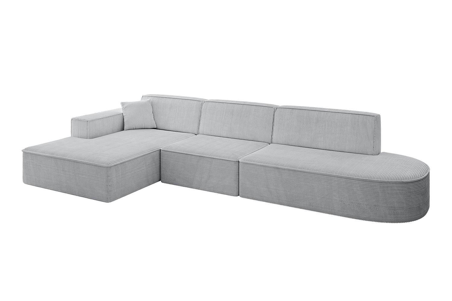 ECKSOFA Ottomane Links IREA-L2-v4 - 327x165x77 cm Grau - Grau, Holzwerkstoff/Textil (327/165cm) - ALTDECOR