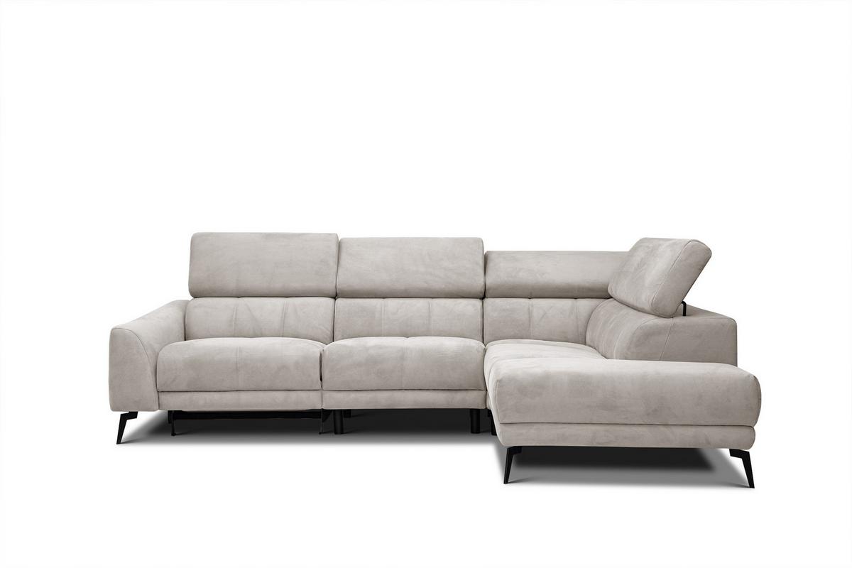 ECKSOFA LARS 5-Sitzer, 1 Relax, verstellbare Kopfstützen, beige - Beige/Schwarz, Holzwerkstoff/Textil (284/201cm) - Wozimo