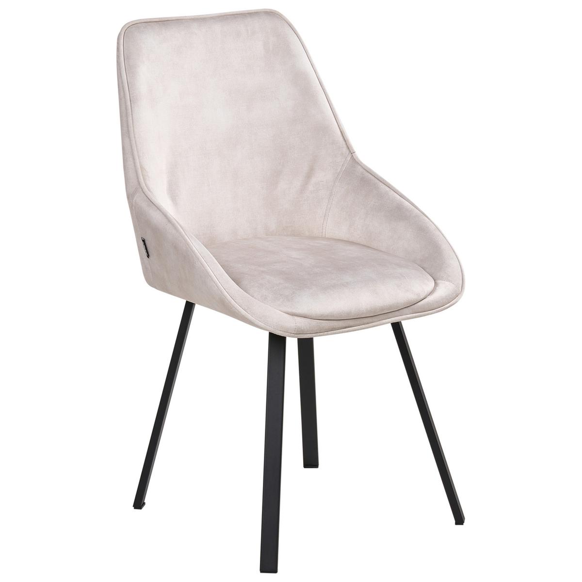 ESSZIMMERSTUHL 2er Set drehbar Samtstoff Hellbeige Terlton - Beige/Schwarz, Textil/Metall (52/89/54cm) - Beliani