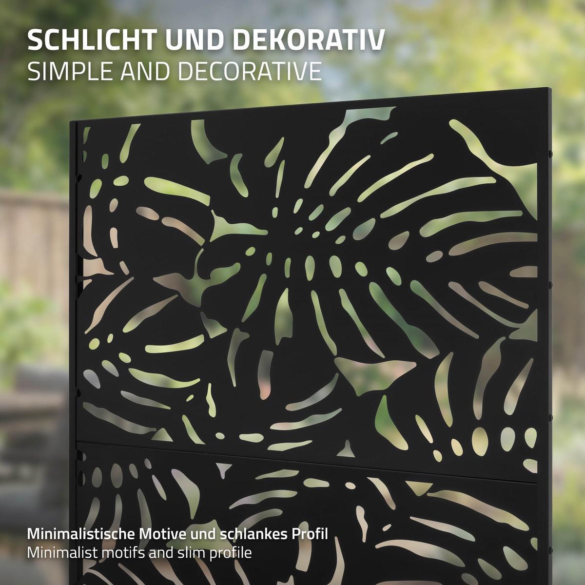 METALL-SICHTSCHUTZ Roma 90x180 cm Schwarz aus Stahl - Schwarz, Metall (90/183cm) - ML-DESIGN
