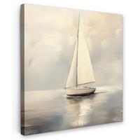 LEINWANDBILD Segelschiff - Meer - Bewölkt Deko Wohnzimmer 20x20 cm - Creme, Textil (20/20cm) - MuchoWow