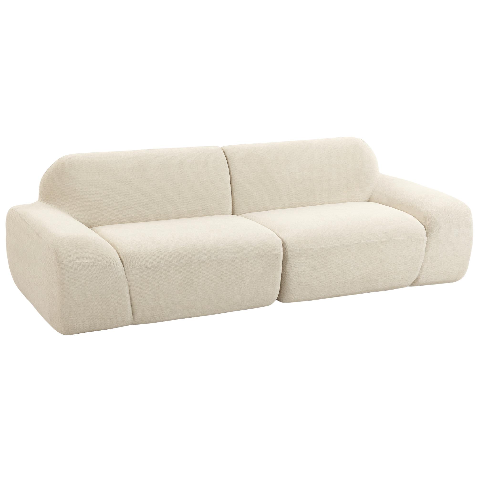 3-SITZER-SOFA Chenille 100 Polyester Schaumstoff Cremeweiß - Creme, Textil (95/70/244cm) - HOMCOM