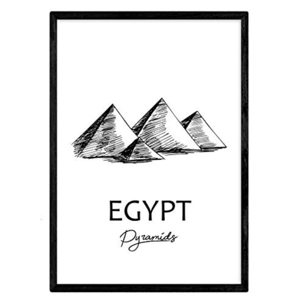 POSTER Städte Denkmäler Ägypten Pyramiden A3 Schwarzer Rahmen - Schwarz, Papier (29.7/5/42cm) - Nacnic